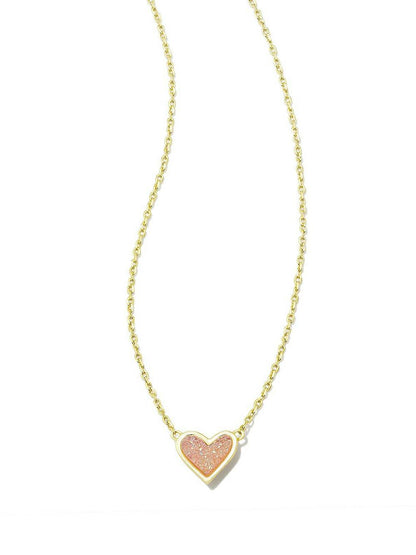 Adjustable Peach Heart Natural Stone Necklace