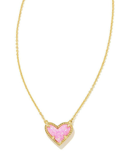 Adjustable Peach Heart Natural Stone Necklace