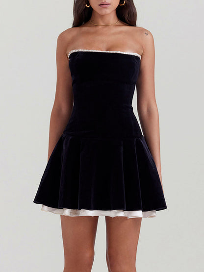Black Velvet Strapless Dress