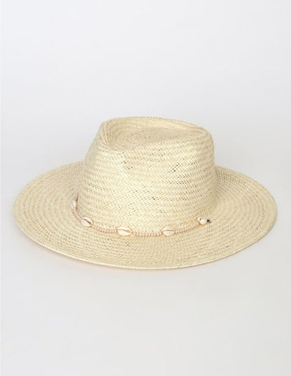 Seashells Natural Straw Fedora Hat