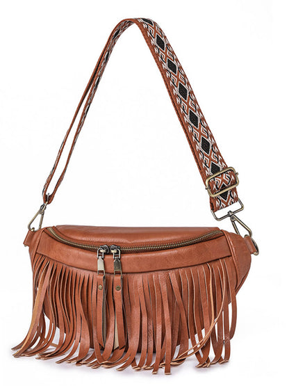 Vintage Totem Shoulder Strap Tassel Hobo Bag