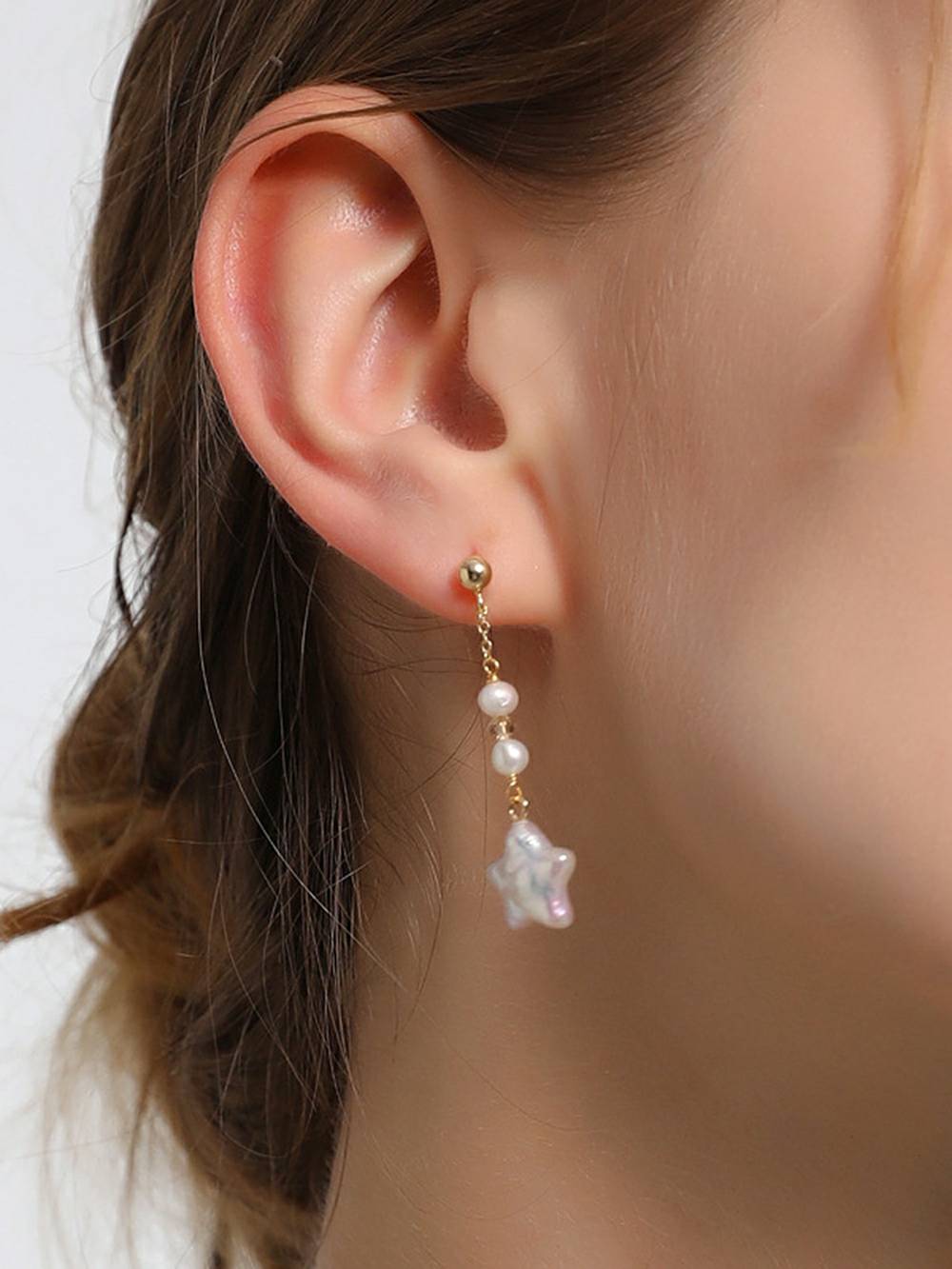 Boucles d'oreilles baroques en perles et pampilles étoiles