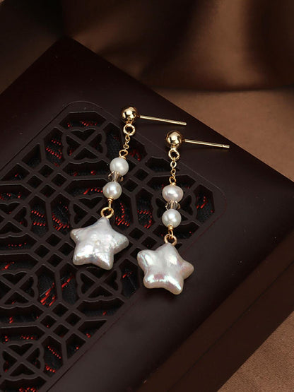 Baroque Star Tassel Pearl Earrings
