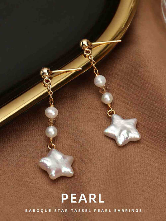 Boucles d'oreilles baroques en perles et pampilles étoiles