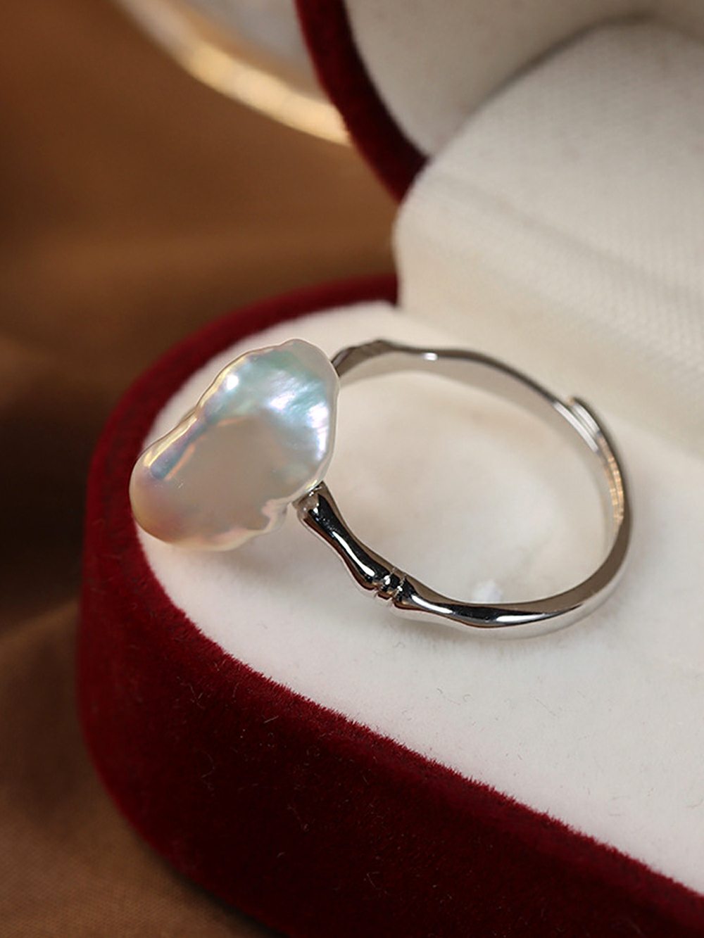 Baroque Antioue Silver Pearl Ring