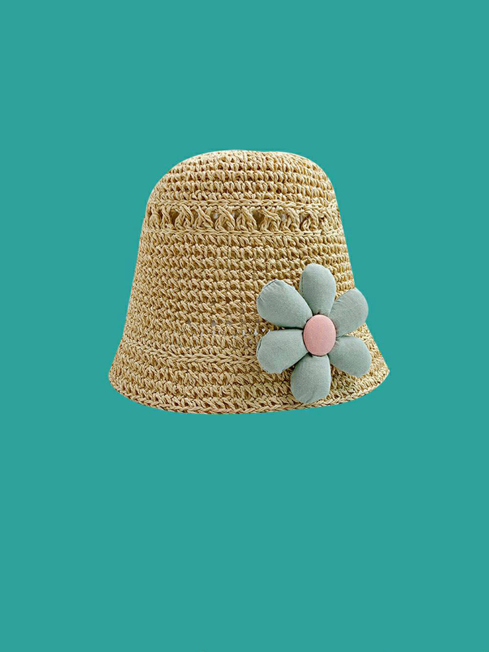 Handwoven Beige Floral Sun Hat