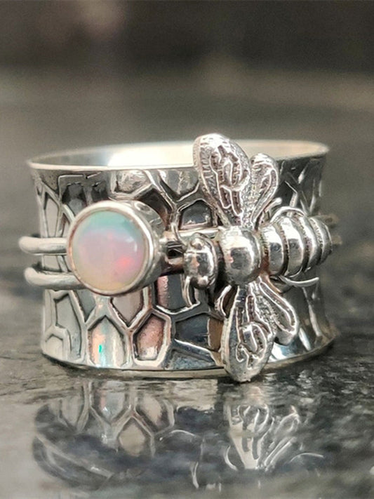 Boho Rings - Water Wave Pattern Bee Protein Stone