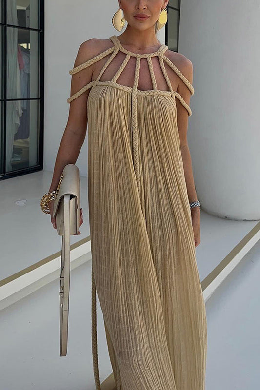 Lilipretty - Robe longue drapée en mélange de lin moderne et sophistiqué avec tresses 